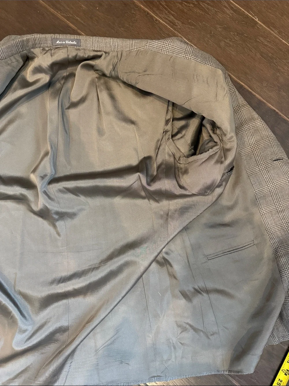 Vintage Oscar de la Renta Glen Plaid Sport Coat Blazer 42L Tan Brown 90s